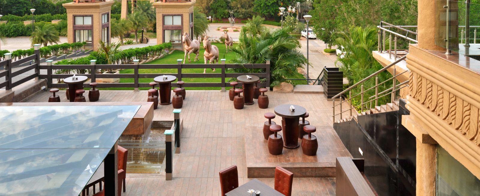 Experience the tranquil outdoor space at Corinthians Pune Resort & Club
